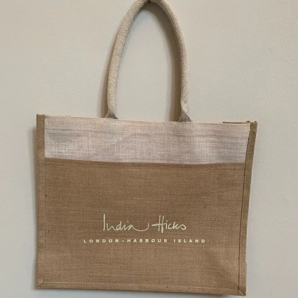 India Hicks Ambassador Only Burlap Tote NEW